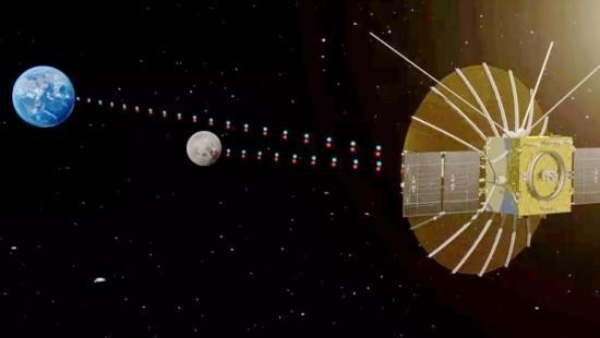 Od pokoleń to marzenie niezliczonych astronomów - radioteleskop z tyłu księżyca ilustracja satelity w kosmosie