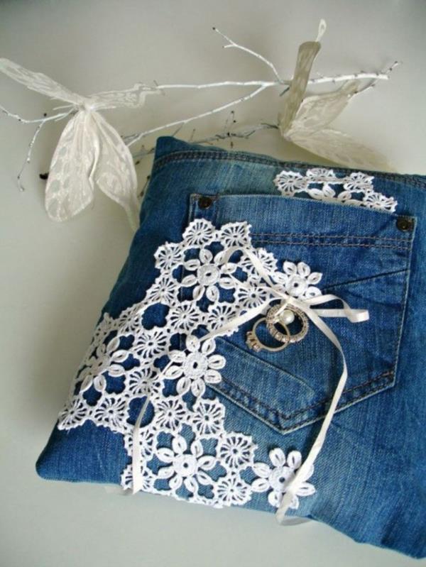 Housses de coussin jeans taies d'oreiller vêtements couture fleurs