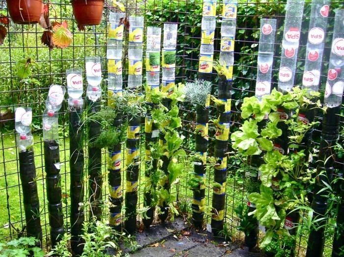 Recyclage de l'artisanat avec des gobelets en plastique Bouteilles PET Jardin vertical