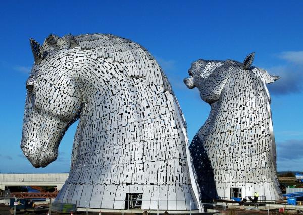 Rzeźby głowy konia Giant Kelpies szkockie dziedzictwo