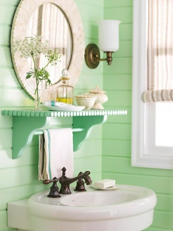 idee couleur ameublement salle de bain peindre panneaux muraux peinture murale vert menthe