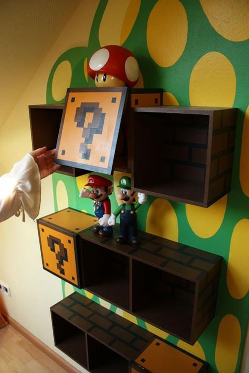 étagères à livres dans la chambre des enfants par super mario design