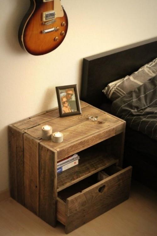 table de chevet bricolage avec un tiroir et espace de rangement