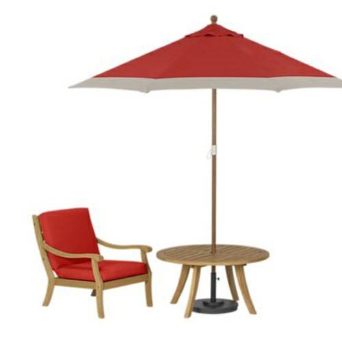 idées de décoration de jardin du canada housse de parapluie table en bois rouge