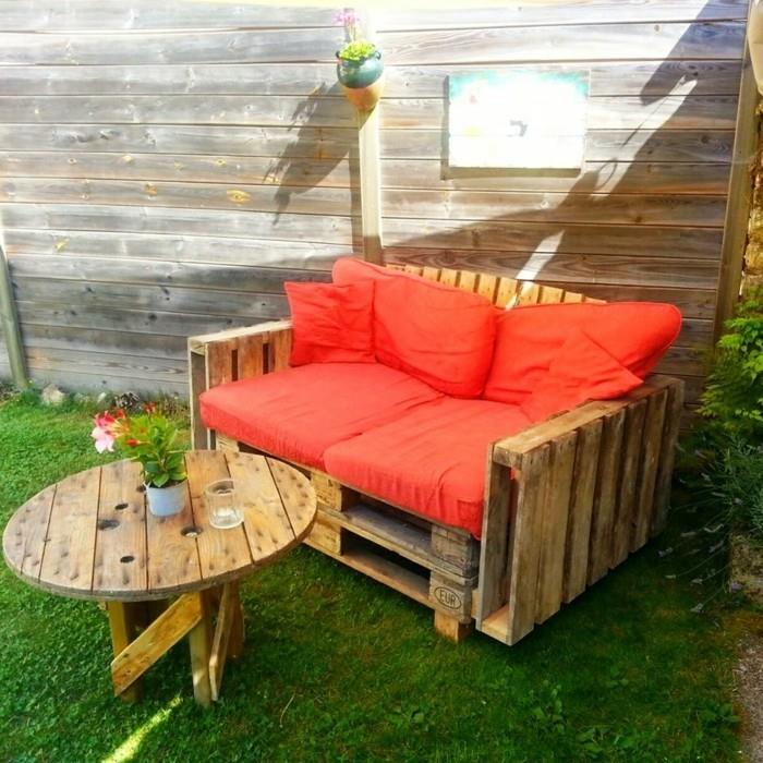 salon de jardin en palettes fauteuils avec housses