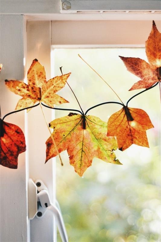 guirlandes lumineuses bricoler feuilles d'automne idée
