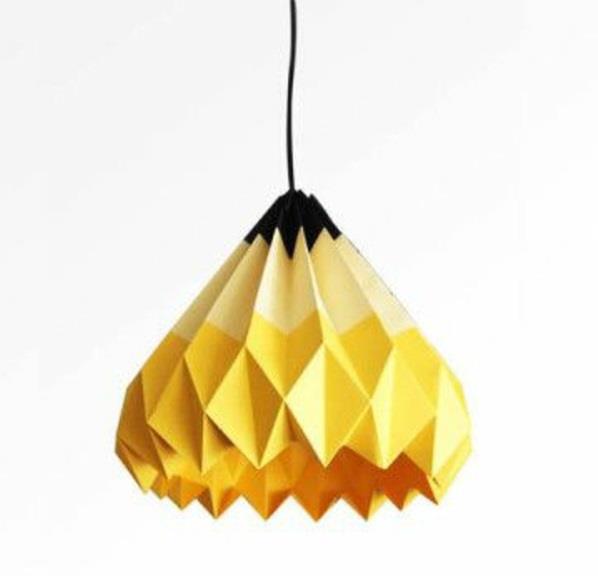 papierowe lampy origami wiszące światła żółte