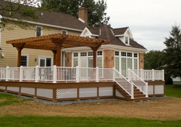 pergola toit terrasse couvrant garde-corps blanc