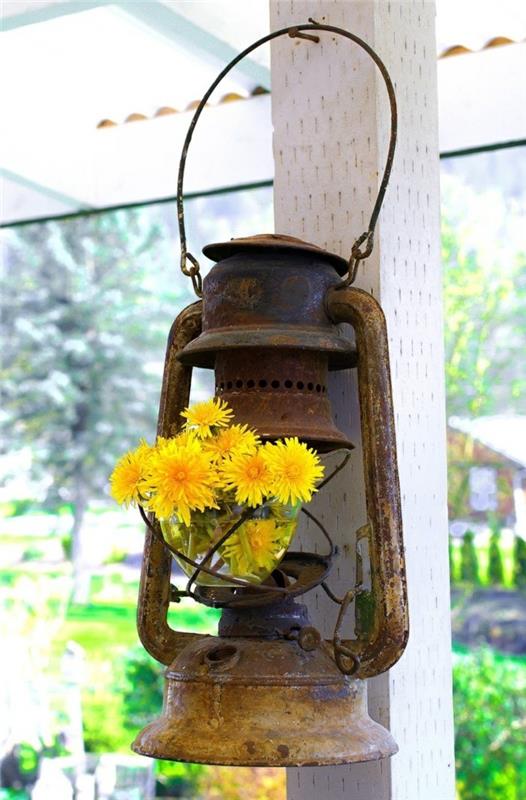 rustykalne pomysły w stylu deco na latarnię zewnętrzną